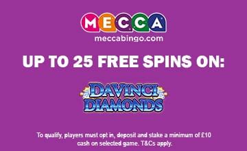 mecca bingo free spins code today